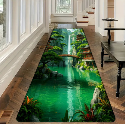 3D Japanese Waterfall Runner Rug