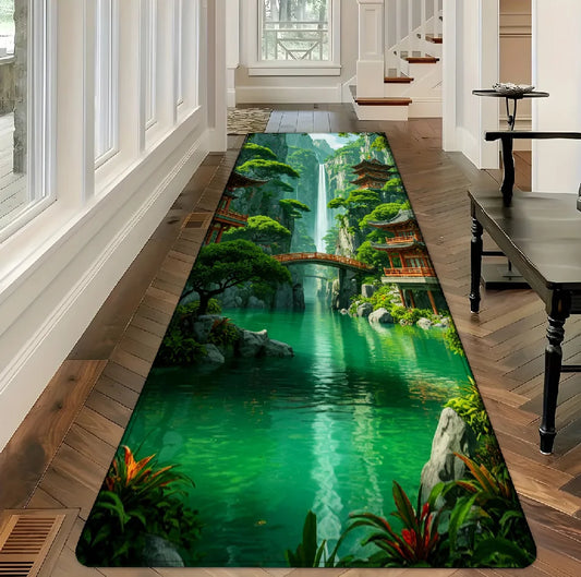 3D Japanese Waterfall Runner Rug