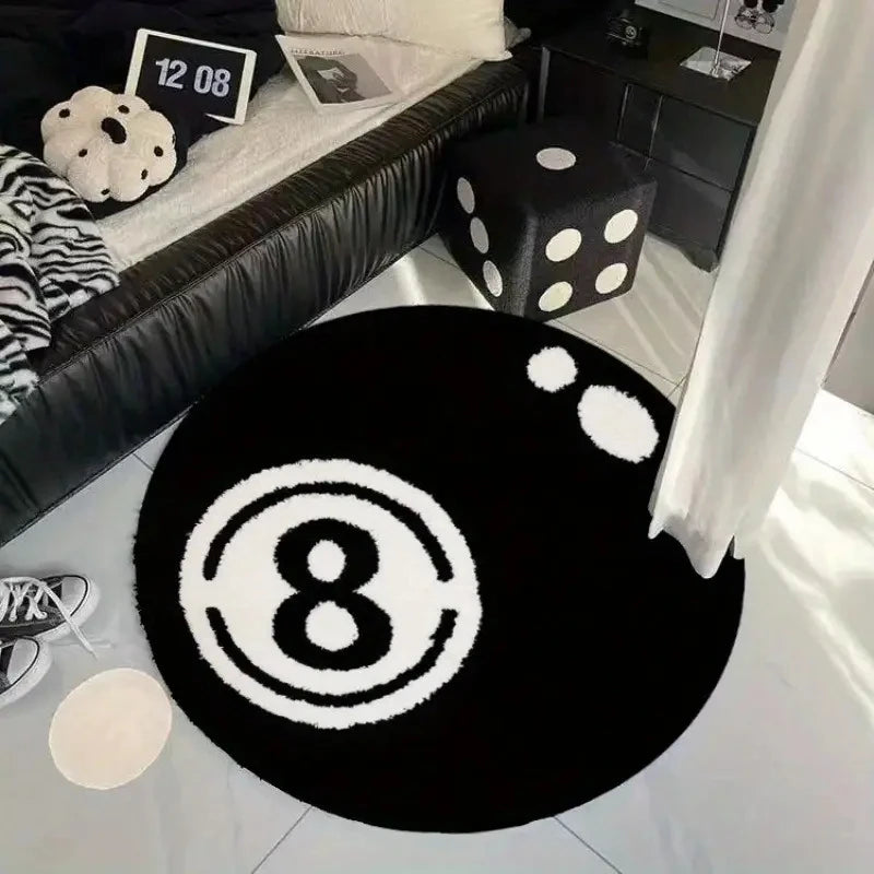 VIKAMA Black Billiards 8-Piece Soft Area Rug Set