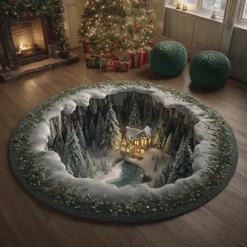 3D black white vortex illusion rug