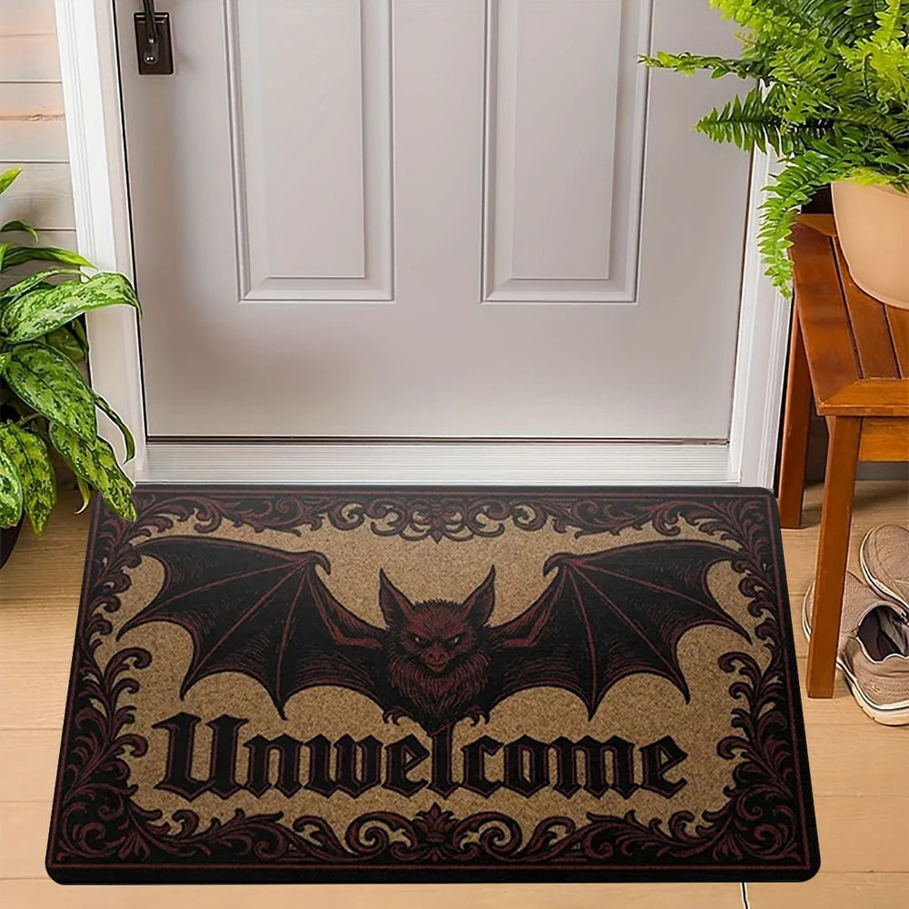 VIKAMA Gothic Bat “Unwelcome” Non-Slip Doormat