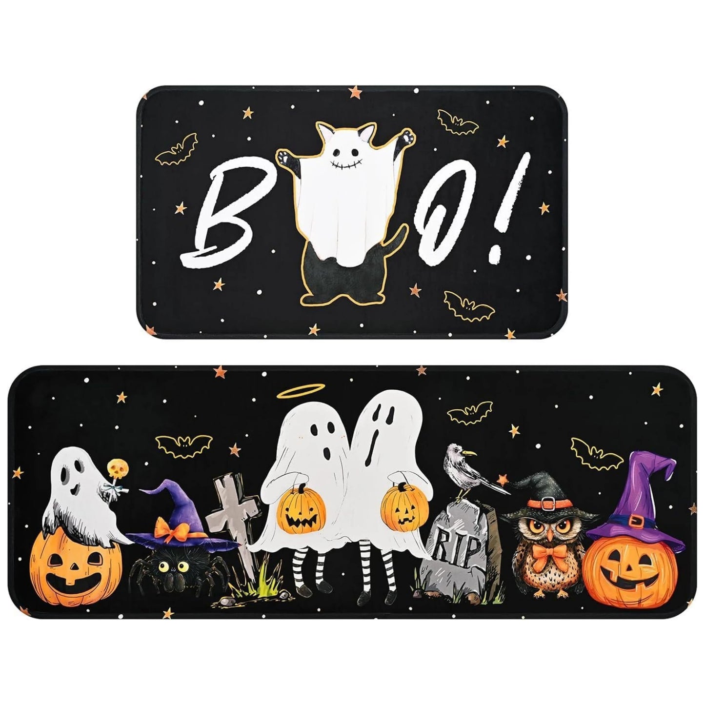 VIKAMA Halloween Kitchen Carpet Indoor Outdoor Non-Slip Welcome Floor Mat Bedroom Living Room Rug Set Home Decoration