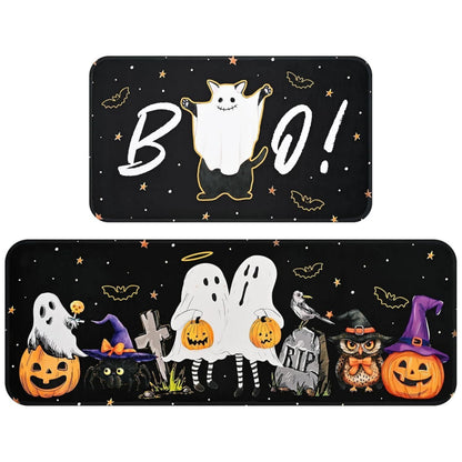 VIKAMA Halloween Kitchen Carpet Indoor Outdoor Non-Slip Welcome Floor Mat Bedroom Living Room Rug Set Home Decoration