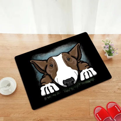 Bull Terrier “Where’s The Biscuits?” Flannel Non-Slip Area Rug