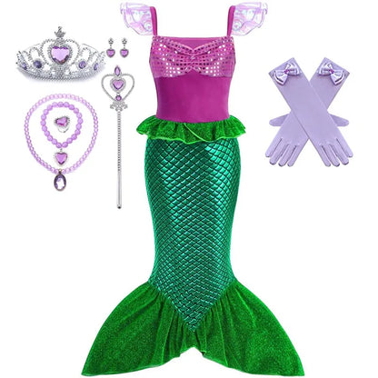 Ariel Little Mermaid Princess Costume Dress For Girls