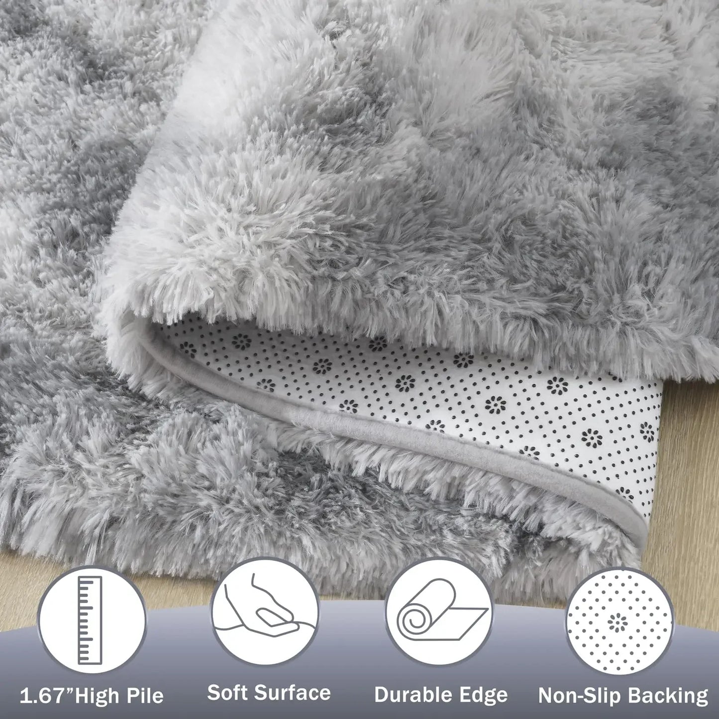 VIKAMA Soft Fleece Plush Bedroom Area Rug