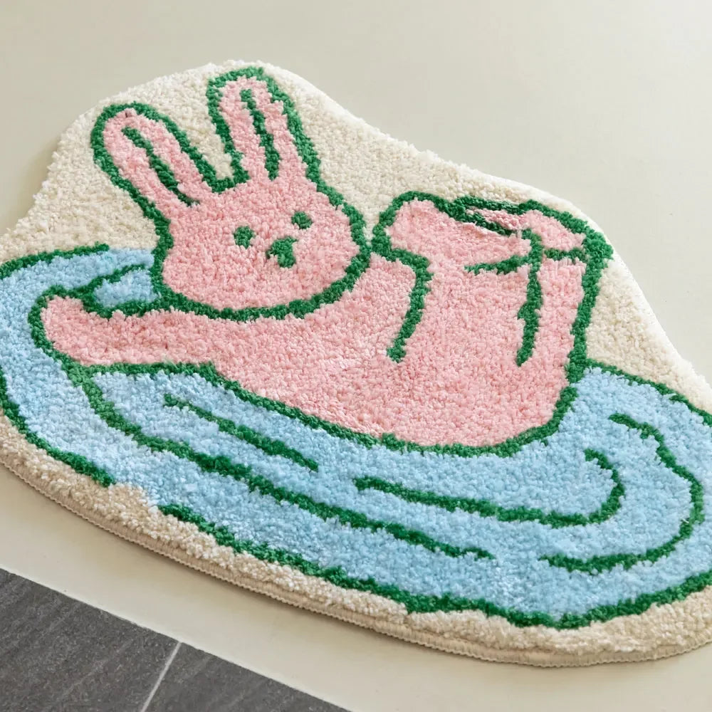 VIKAMA Cartoon Soft Cashmere-Feel Bedside Area Rug
