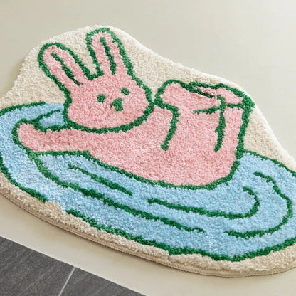 VIKAMA Cartoon Soft Cashmere-Feel Bedside Area Rug