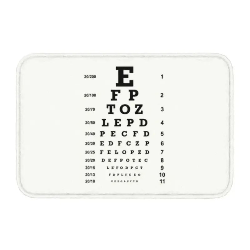 Snellen Eye Chart Doormat Optometrist Style Non-Slip Entrance Rug Kitchen Bathroom Garage Floor Mat