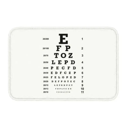 Snellen Eye Chart Doormat Optometrist Style Non-Slip Entrance Rug Kitchen Bathroom Garage Floor Mat