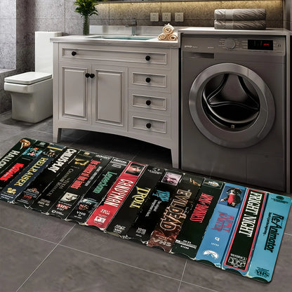 Horror movie themed machine washable home theater area rug / carpet