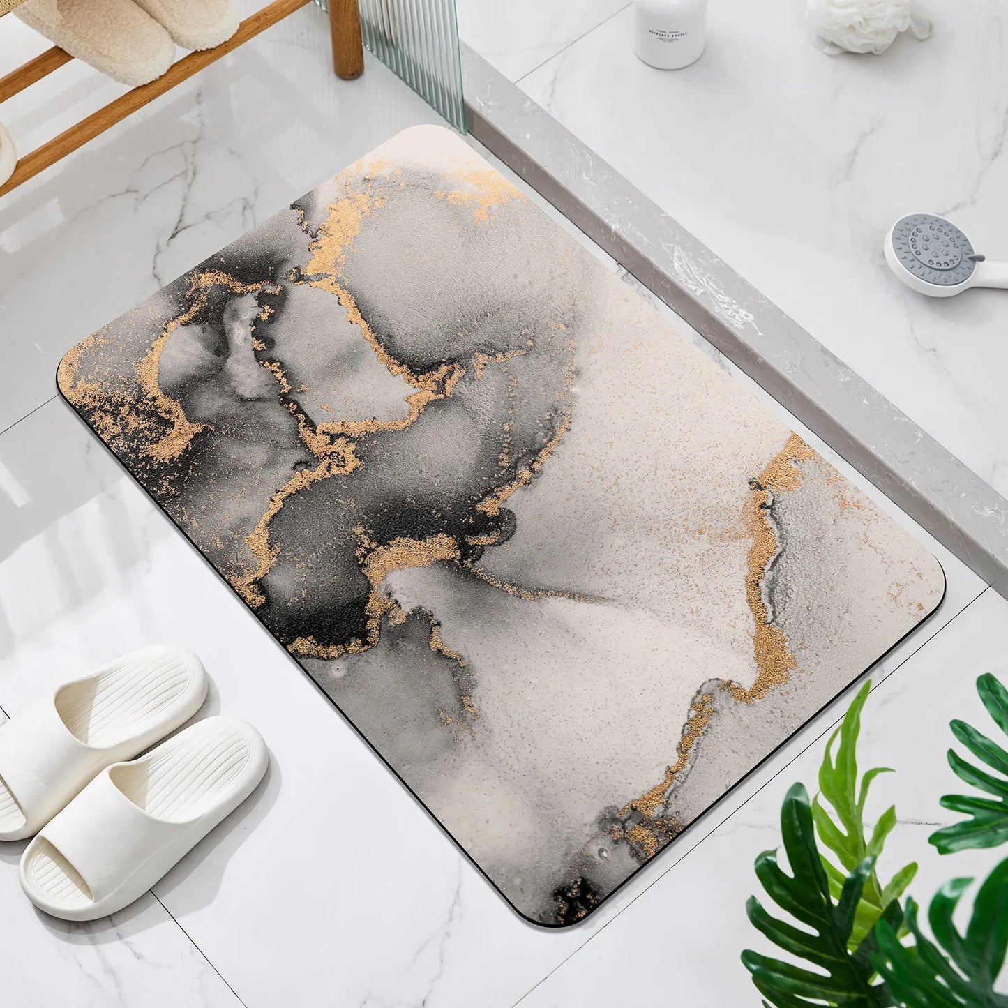 Luxury Bathroom Mat Super Absorbent Quick-Dry Non-Slip Shower Bath Rug Toilet Floor Doormat Carpet Machine Washable Home Decor