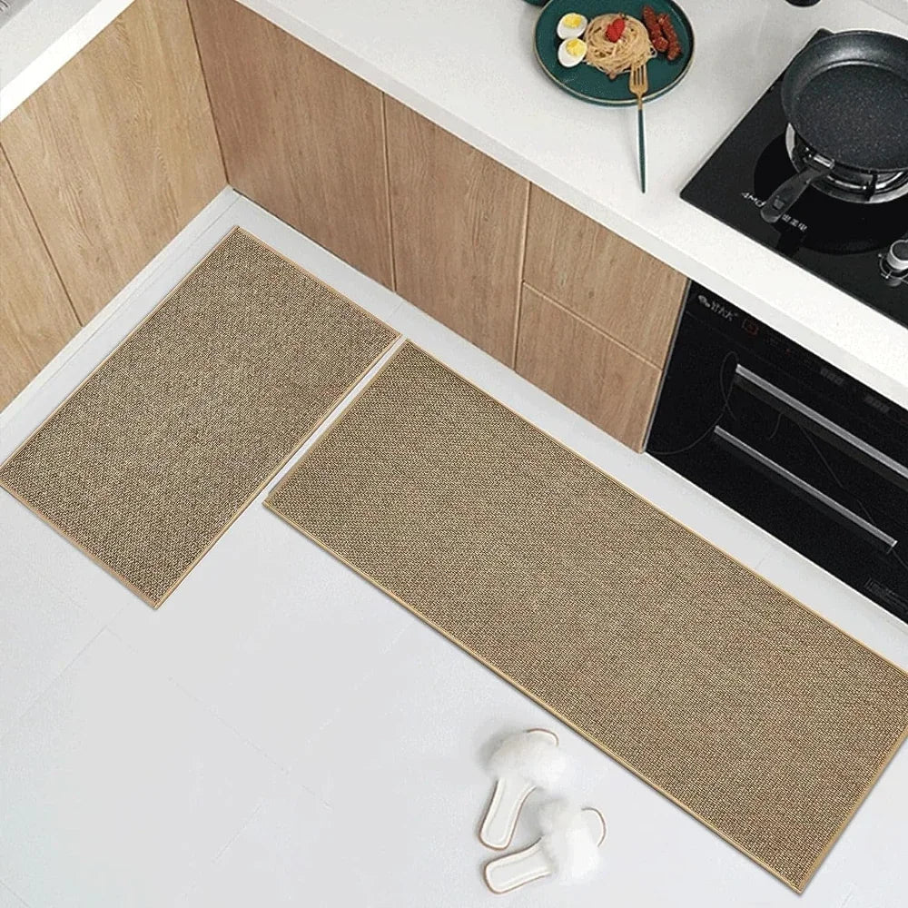 Washable non-slip faux sisal kitchen runner rug natural rubber backing