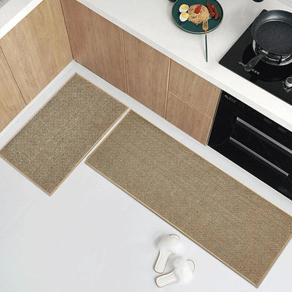 Washable non-slip faux sisal kitchen runner rug natural rubber backing