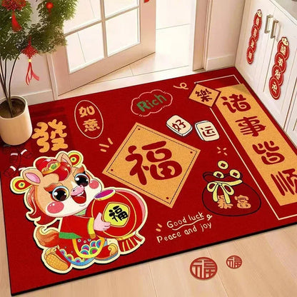 Chinese Lucky Red Spring Festival Welcome Doormat
