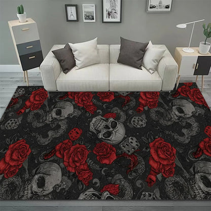 Vintage gothic bohemian black area rug