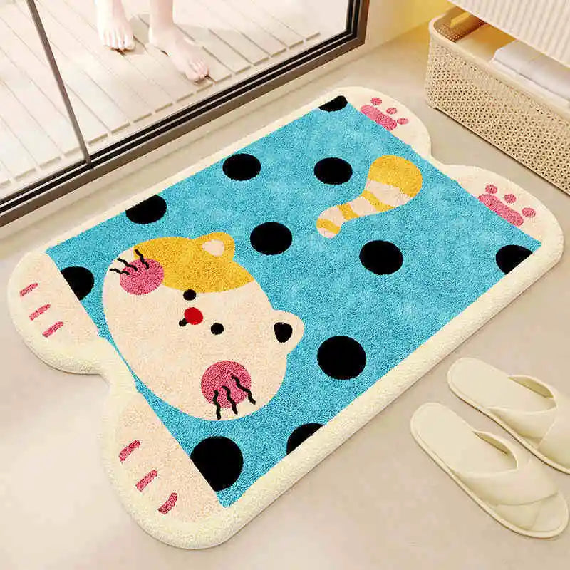Cartoon Imitation Cashmere Bathroom Absorbent Dirt-Resistant Non-Slip Door Mat