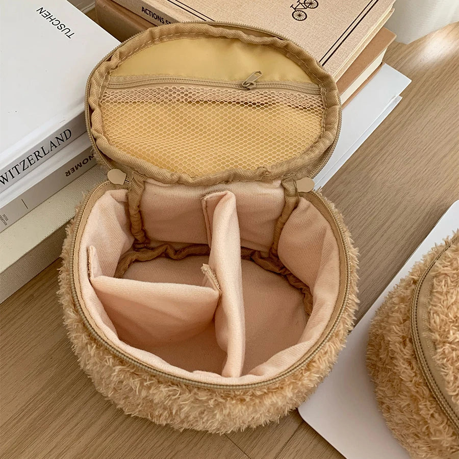 Relaxed Bear Plush Cosmetic Bag Jewelry Storage Pouch