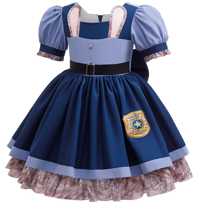 Zootopia Judy Bunny Police Officer Costume Dress For Girls