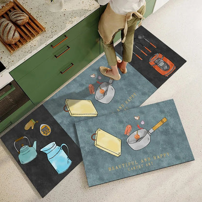 Non-Slip Kitchen Mat Long Crystal Velvet Rug Absorbent Foot Mat Bedroom Living Room Doormat Small Carpet Home Decor