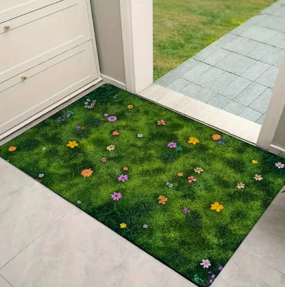 Floral bird welcome decorative door mat
