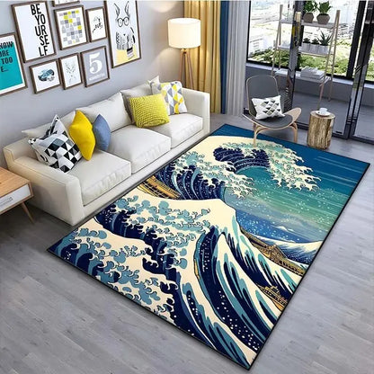 VIKAMA Ukiyo-e Wave Rug Home Decor