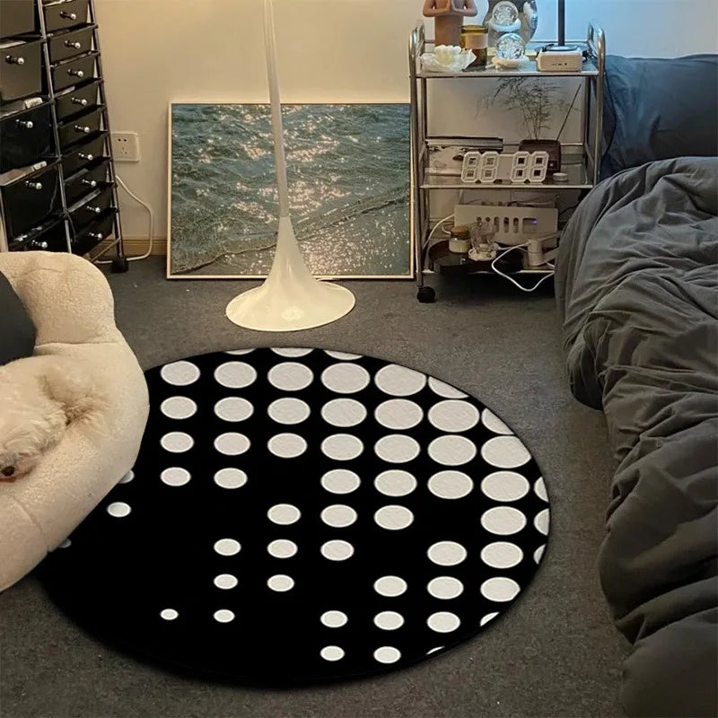 VIKAMA Record CD Round Carpet Non-Slip Game Chair Living Room Floor Mat