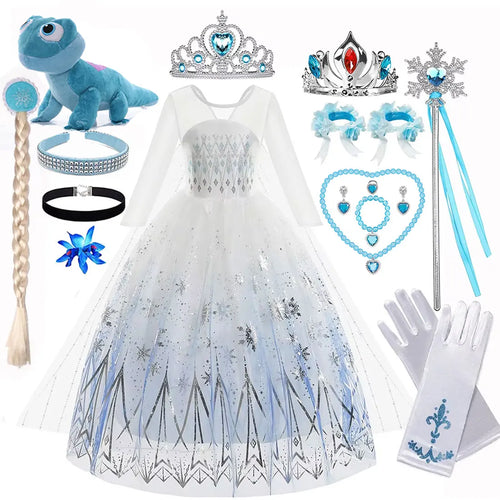 Disney Frozen Elsa White Lace Princess Dress For Girls