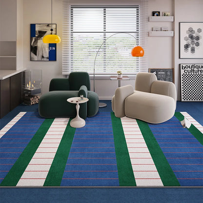 VIKAMA Blue Striped Light Luxury Living Room Carpet Sofa Coffee Table Bedroom Floor Mat