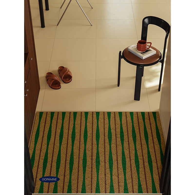 Holney Medieval Silk Ring Floor Mat High-Grade Thickened Trimmable Non-Slip Dirt-Resistant Entrance Door Rug Home Decor