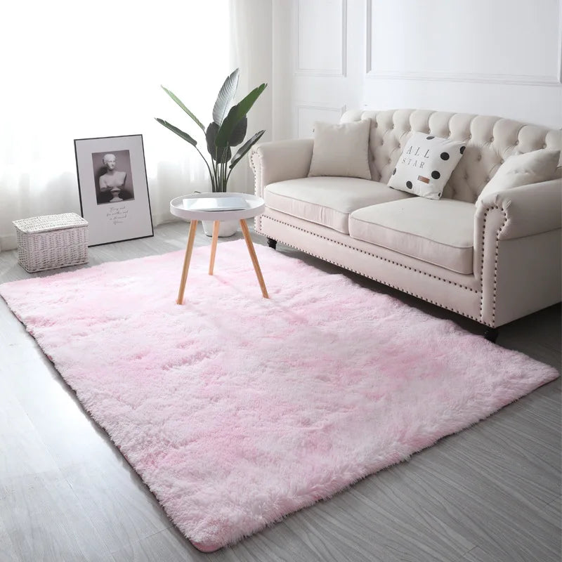 VIKAMA Tie-Dye Plush Carpet Soft Fluffy Non-Slip Kids Room Crawling Mat