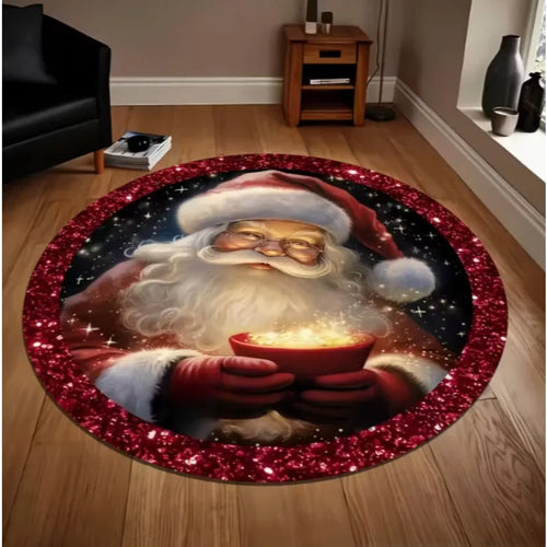 Christmas Santa snowflake circular floor mat