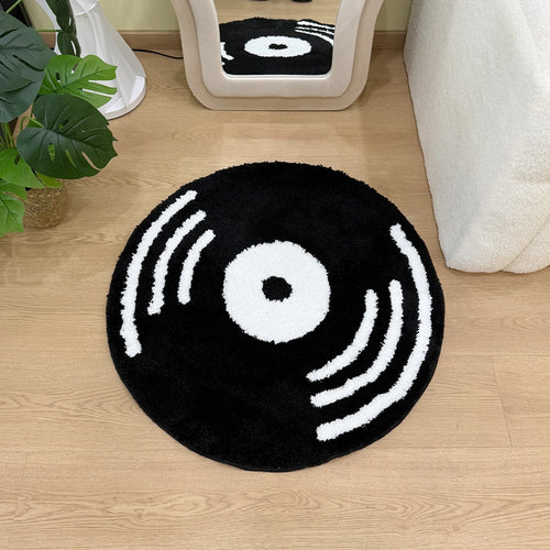 Creative Vinyl Record Tufted Fluffy Round Rug