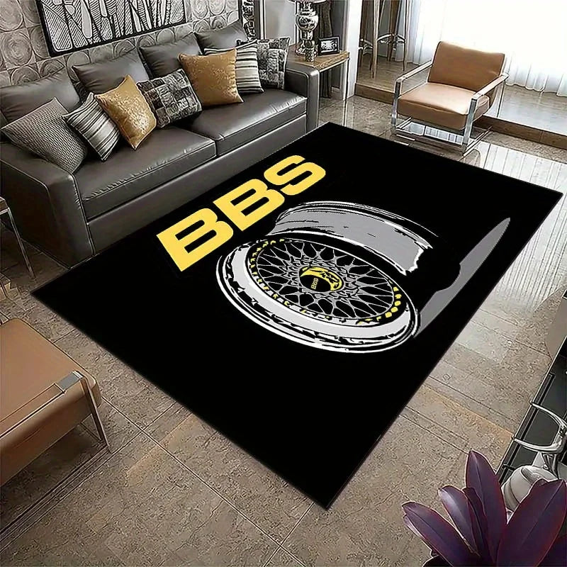 Racing Theme Carpet Mat Motorcycle & Sports Car Design Non-Slip Rug Game Room Living Room Bedroom Home Decor