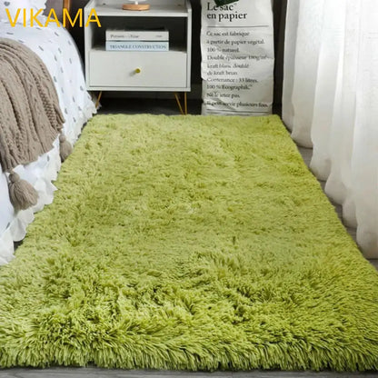 VIKAMA Silk Wool Plush Rug Soft Bedroom Living Room Bed Coffee Table Mat Home Decor
