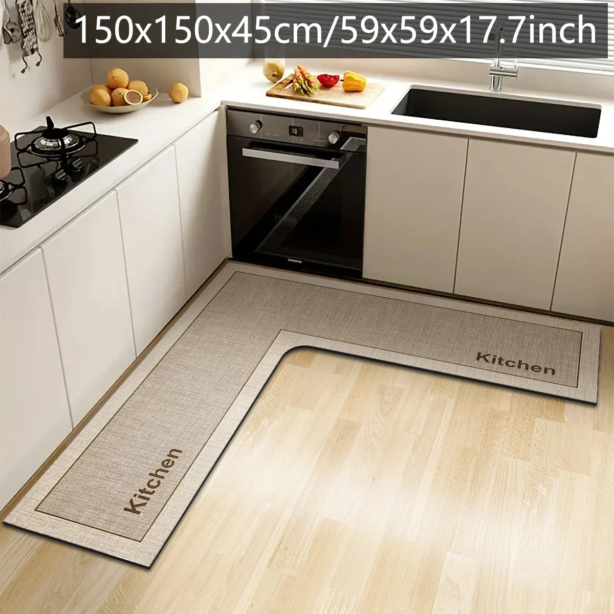 Simple L-Shaped Kitchen Non-Slip Floor Mat Diatom Mud Absorbent Bathroom Corner Door Foot Mat
