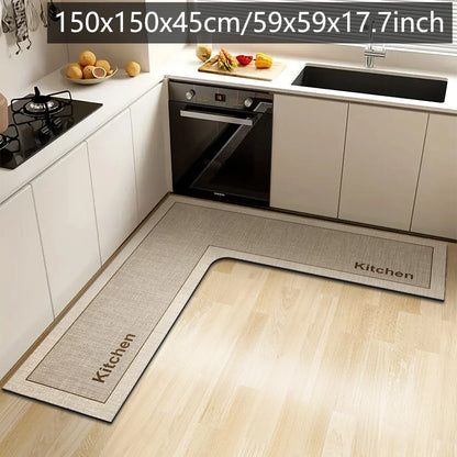 Simple L-Shaped Kitchen Non-Slip Floor Mat Diatom Mud Absorbent Bathroom Corner Door Foot Mat