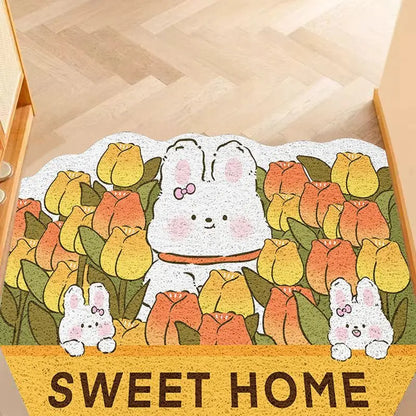 Cartoon silk ring non-slip entrance door mat