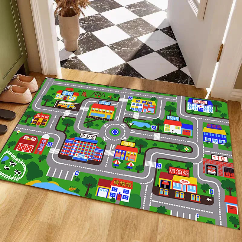 VIKAMA Kids Parking Lot Road Track Rug Boys Car Play Mat