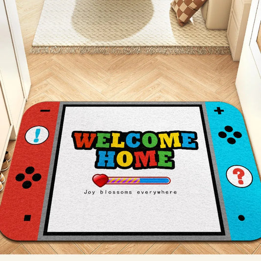 Game Controller Shape Carpet Cartoon Pattern Non-Slip Door Mat Entryway Welcome Home Rug Digital Style Decor