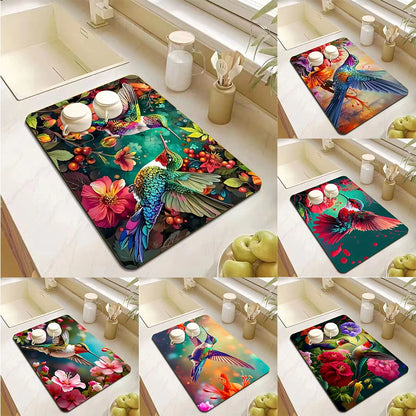 Hummingbird Absorbent Kitchen Drying Mat
