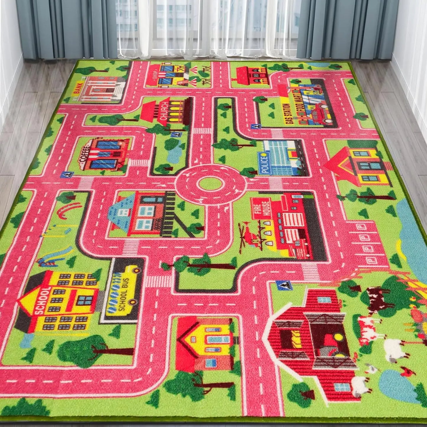Kids city road play carpet climbing mat