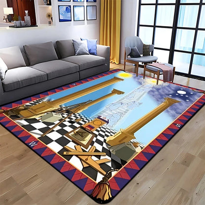 Freemasonry Masonic Symbol Non-Slip Area Rug
