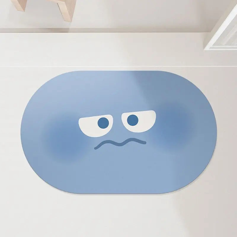 Cartoon Expression Diatom Mud Bathroom Absorbent Quick-Dry Non-Slip Floor Mat