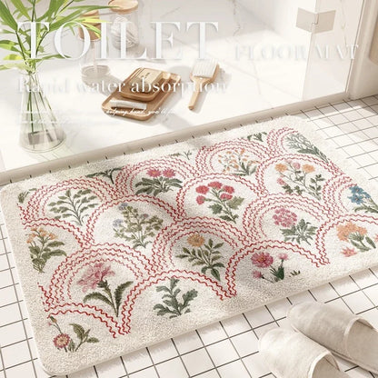 VIKAMA Floral Plush Entrance Doormat