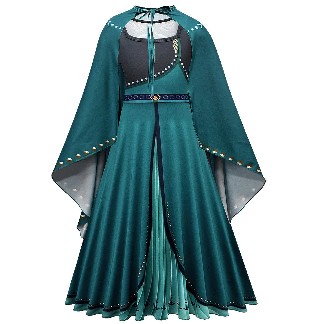 Disney Frozen Anna Dark Green Cloak Costume Dress For Girls