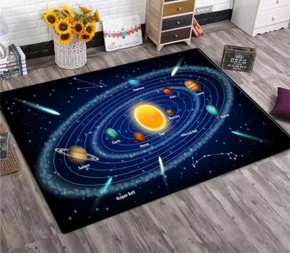 Solar System Galaxy Rug Planet Design Non-Slip Floor Mat Living Room Kids Bedroom Home Decoration
