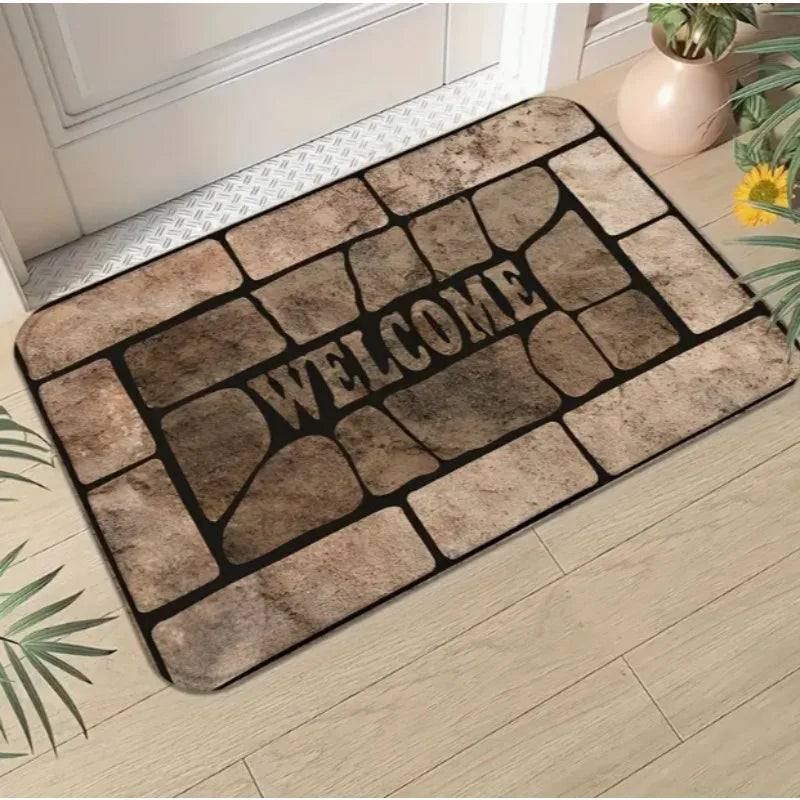 Stone patterned farmhouse welcome front door mat