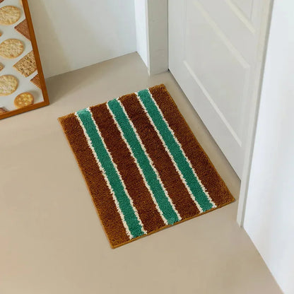 VIKAMA Retro American Striped Doormat: Non-slip, Absorbent, Soft, Durable, Machine Washable for Entryways and Bathrooms