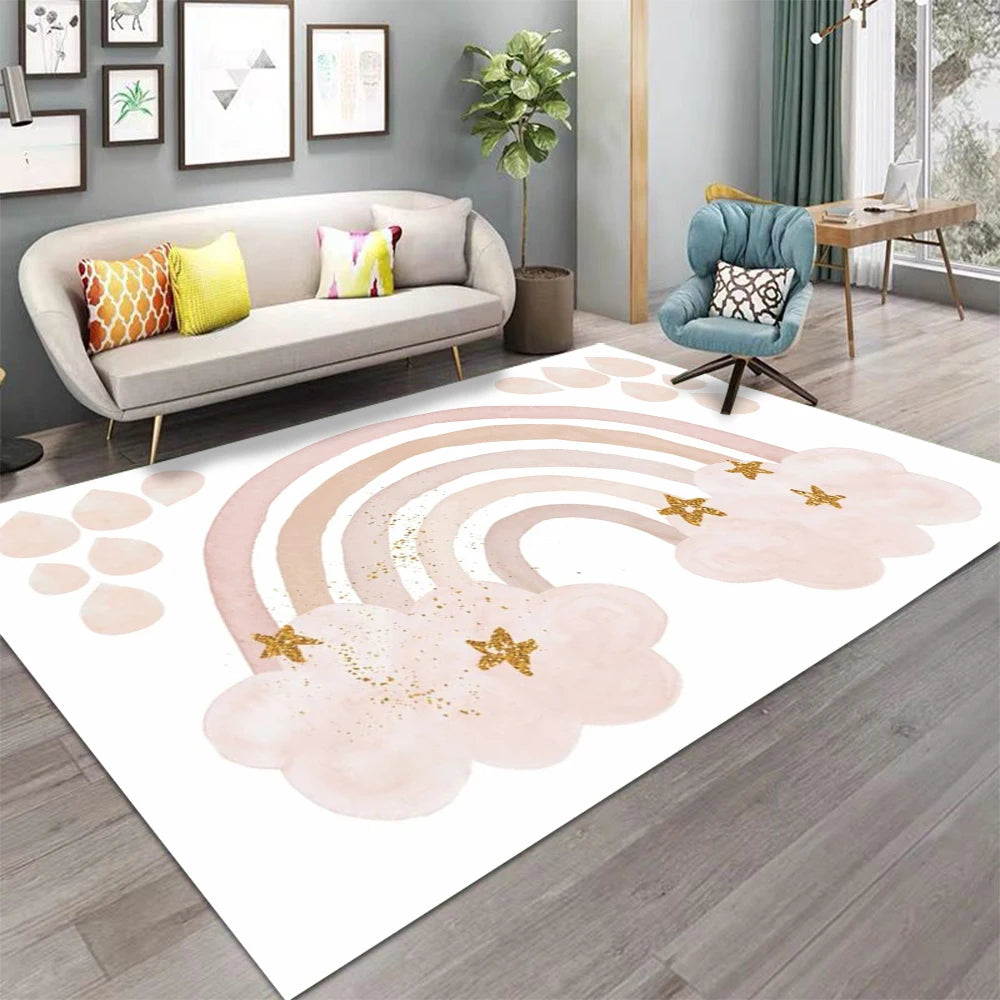 Colorful Rainbow Striped Kids Area Rug